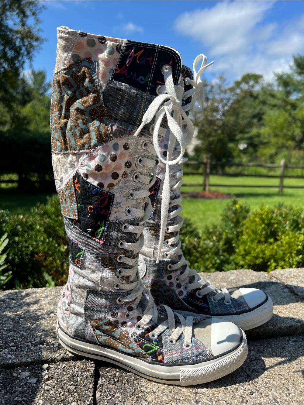 Rare Vintage Converse Chuck Taylor All Star Patchwork Knee-high Sneakers Size 6